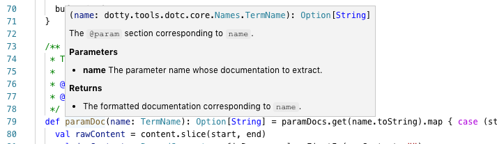 Documentation hover