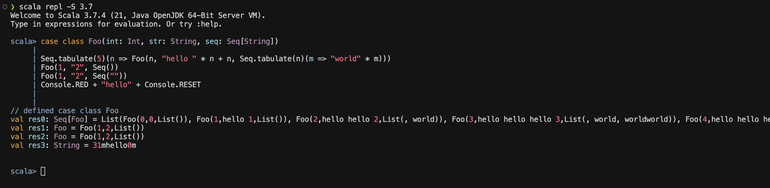 Scala 3.7 REPL example